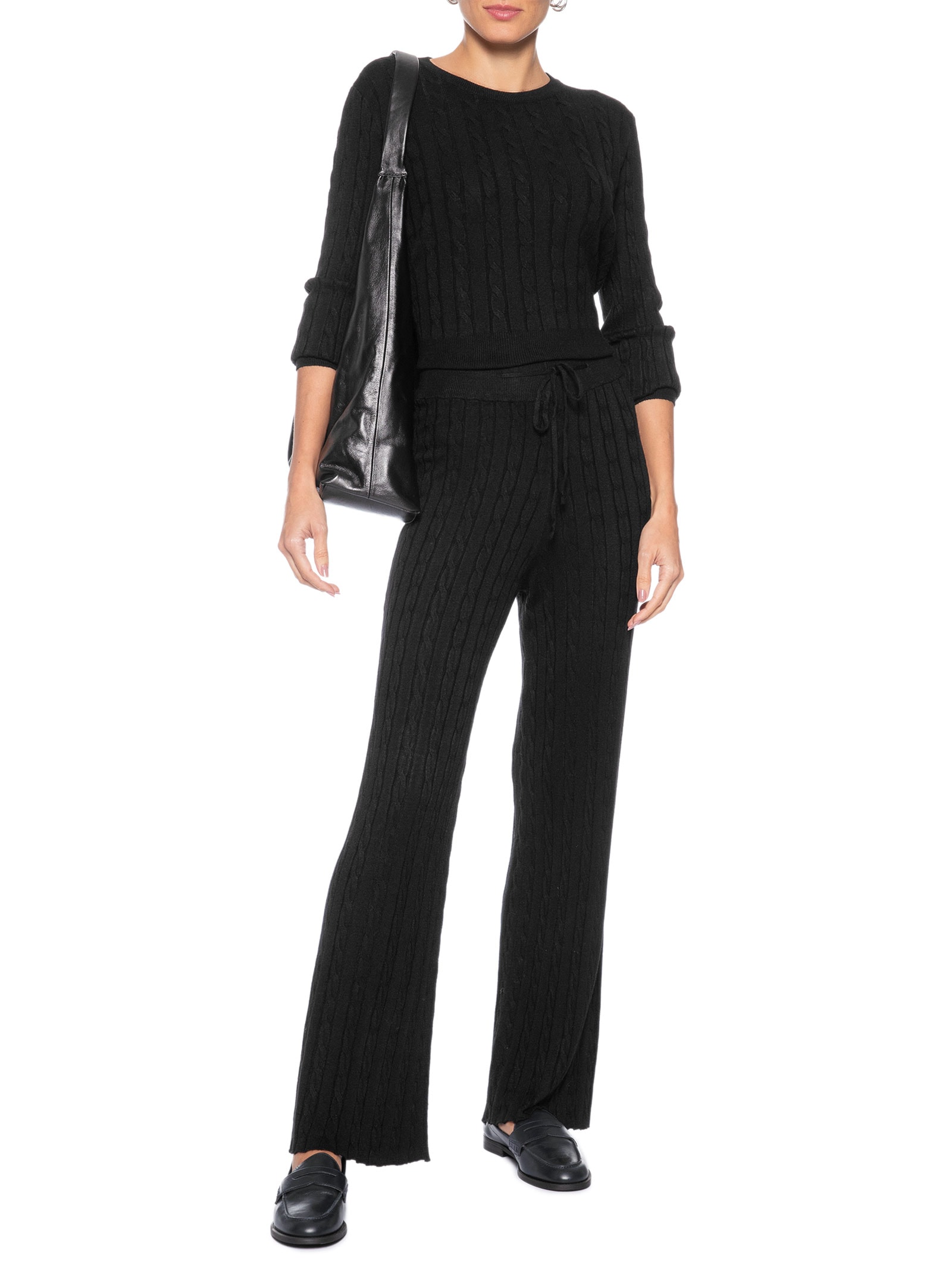Conjunto Feminino Em Tricot Texturizado – Preto Basiq