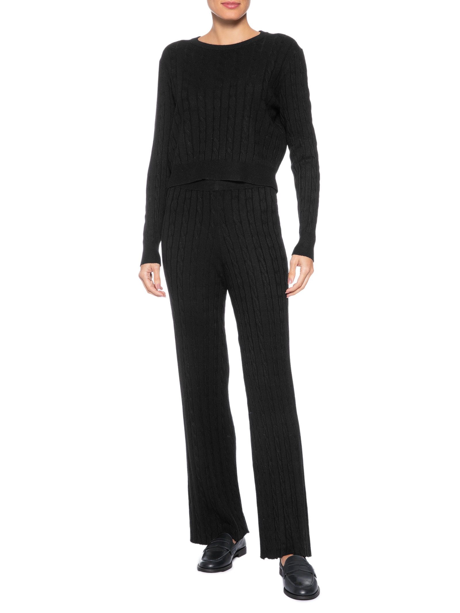 Conjunto Feminino Em Tricot Texturizado – Preto Basiq