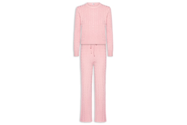Conjunto Feminino Em Tricot Texturizado – Rosa