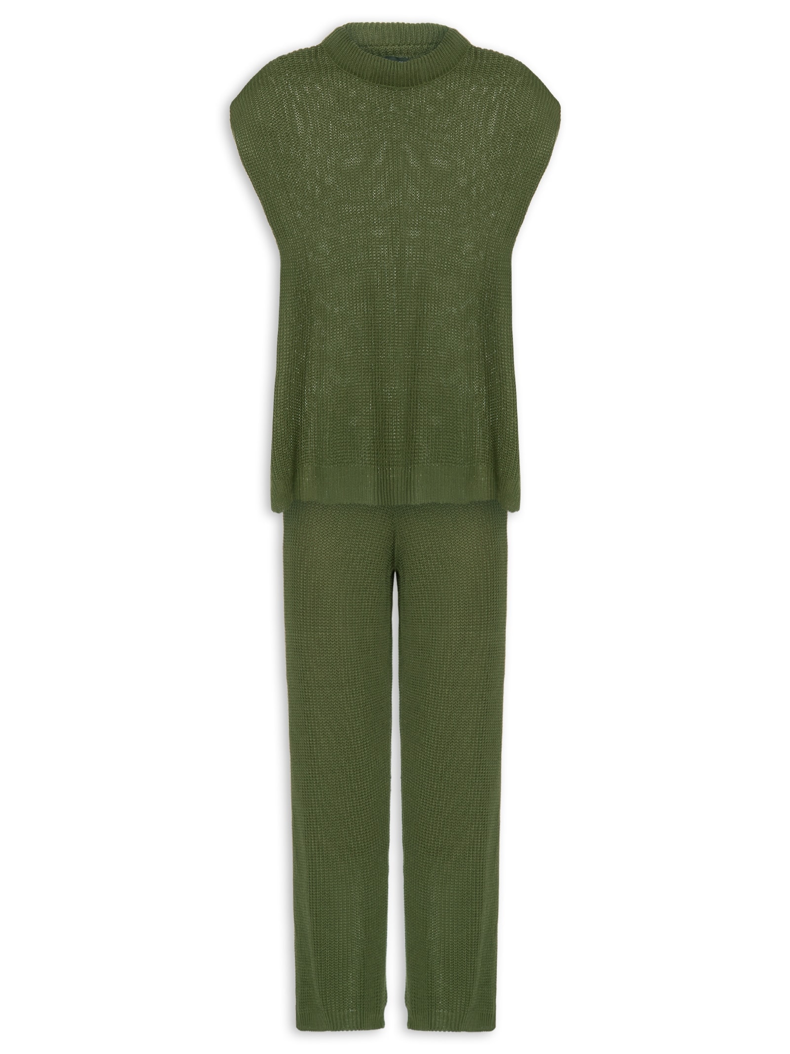 Conjunto Feminino Em Tricot Verde Market 33