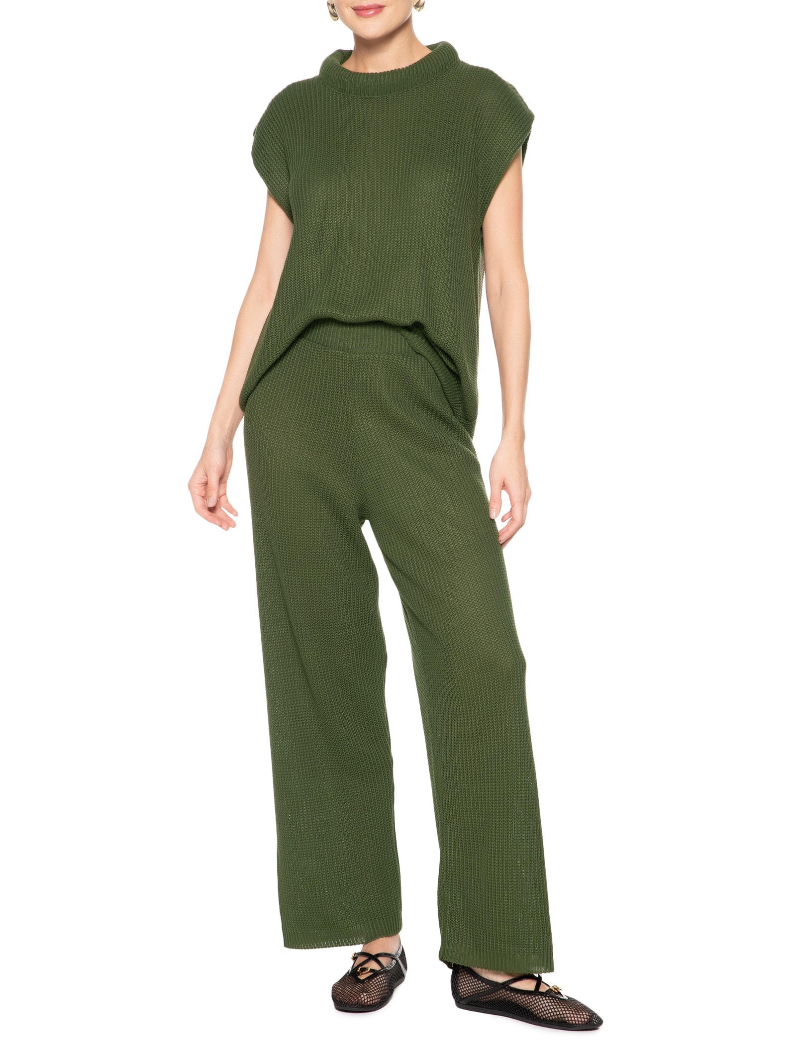 Conjunto Feminino Em Tricot Verde Market 33