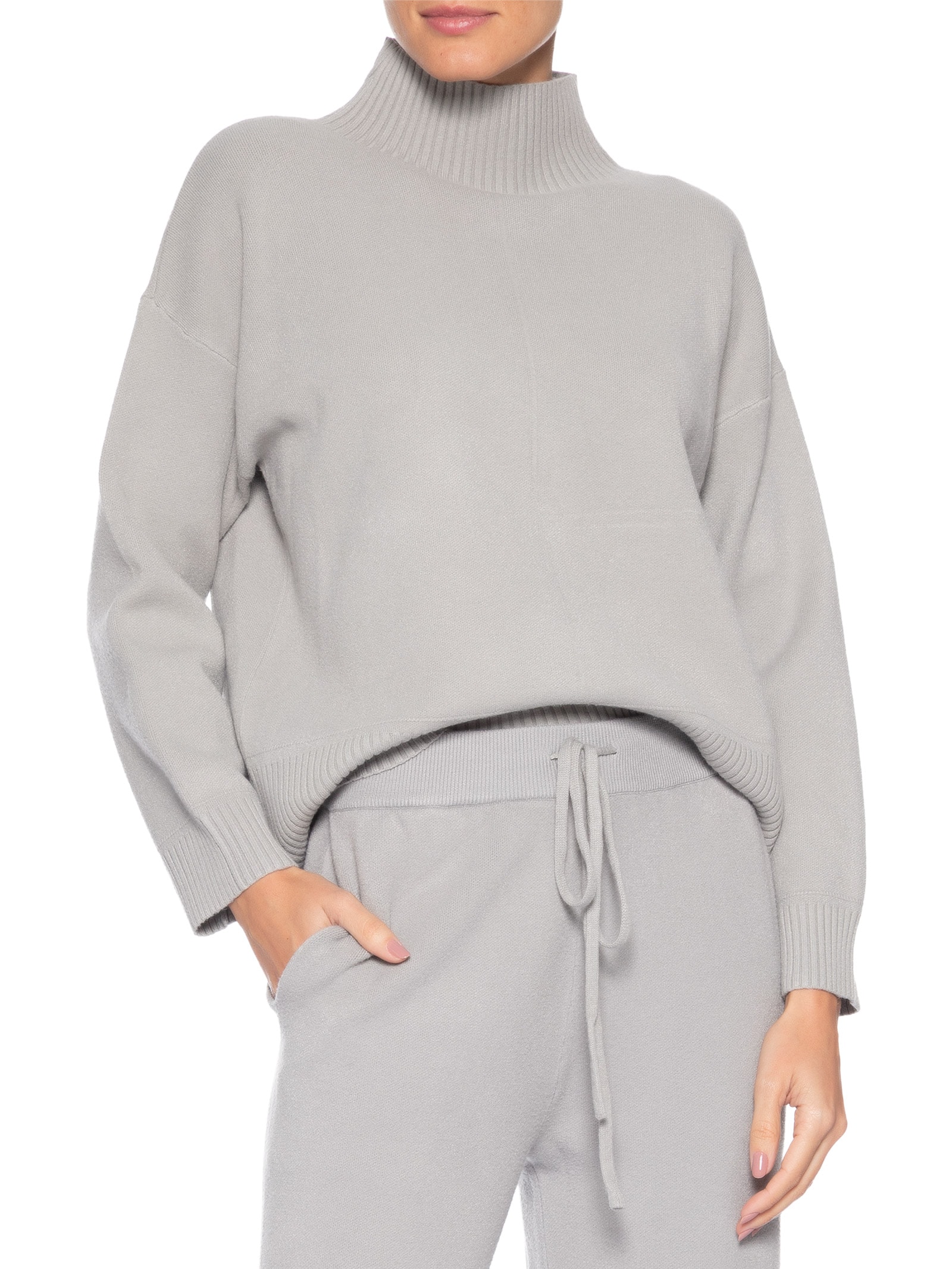 Conjunto Feminino em Tricot – Cinza Market 33