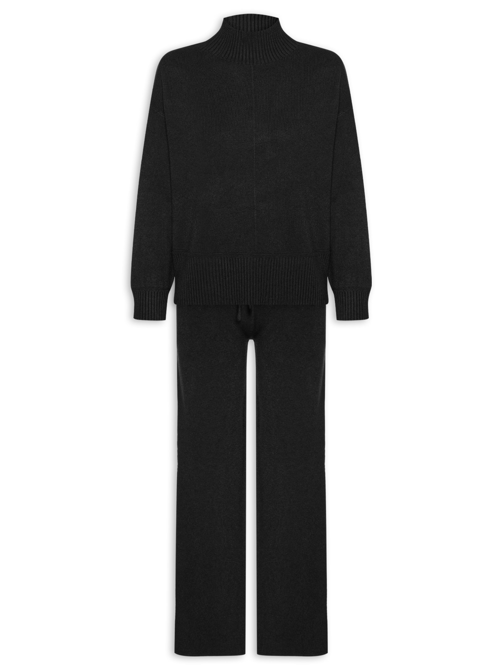 Conjunto Feminino em Tricot – Preto Market 33