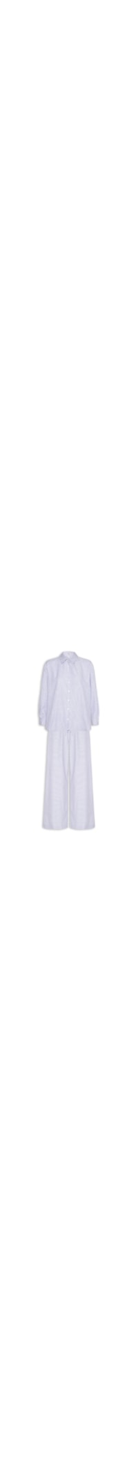 Conjunto Feminino Listrado Camisa E Calça - Azul