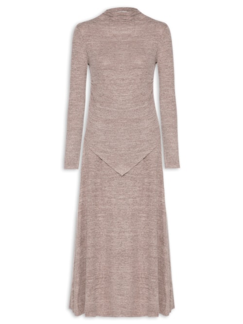 Conjunto Feminino Malha Blusa Manga Longa – Marrom