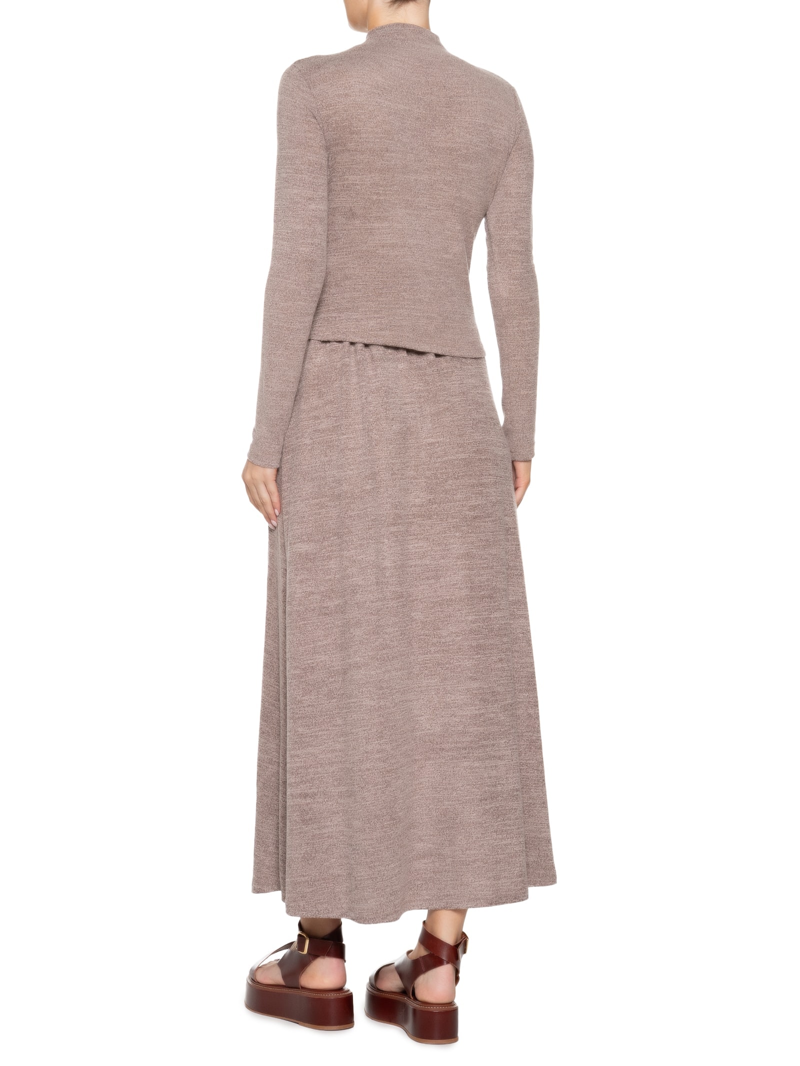 Conjunto Feminino Malha Blusa Manga Longa Marrom    Basiq