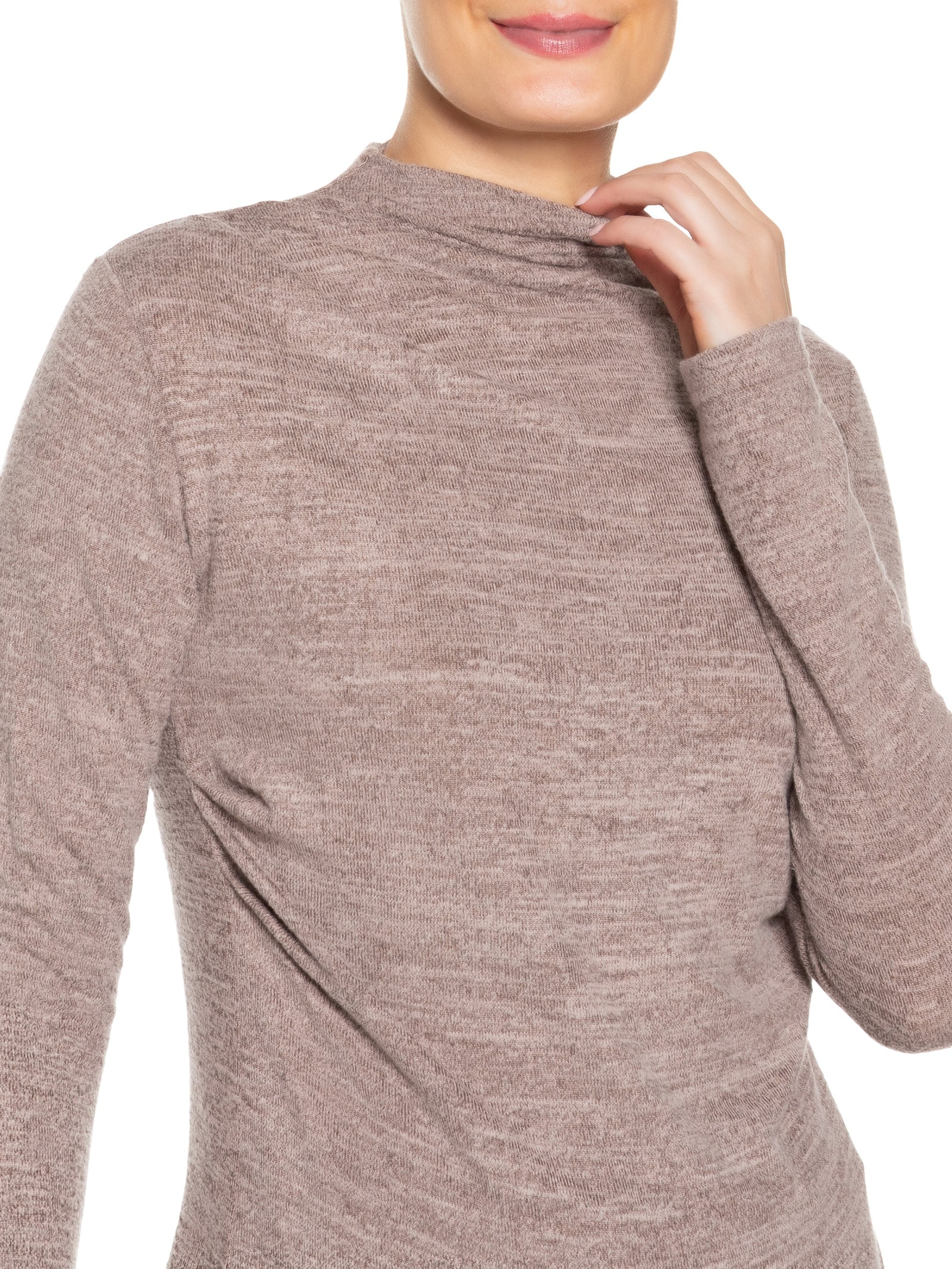 Conjunto Feminino Malha Blusa Manga Longa Marrom    Basiq