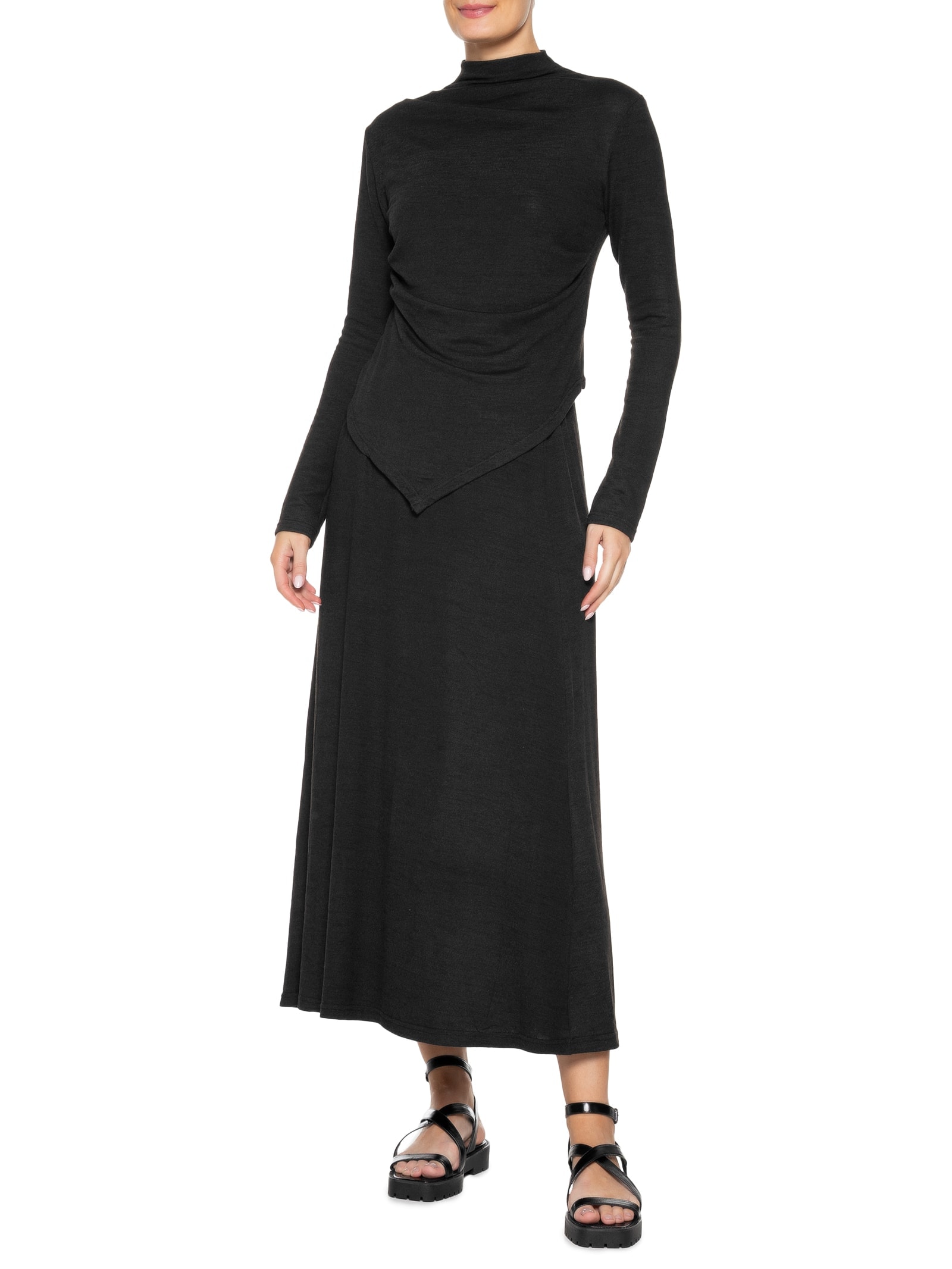 Conjunto Feminino Malha Blusa Manga Longa Preto Basiq