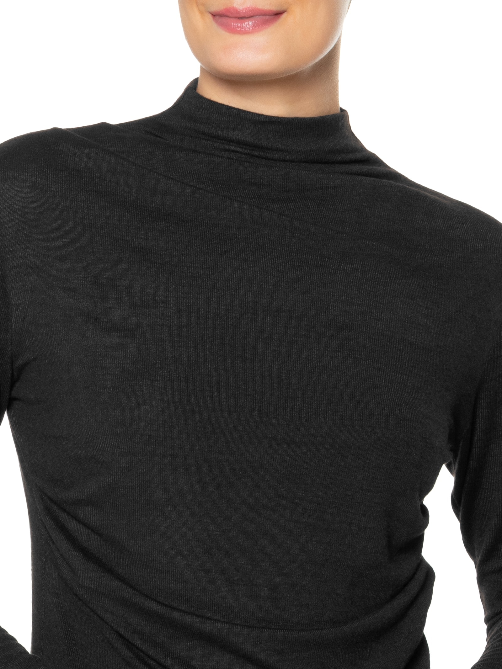 Conjunto Feminino Malha Blusa Manga Longa Preto Basiq