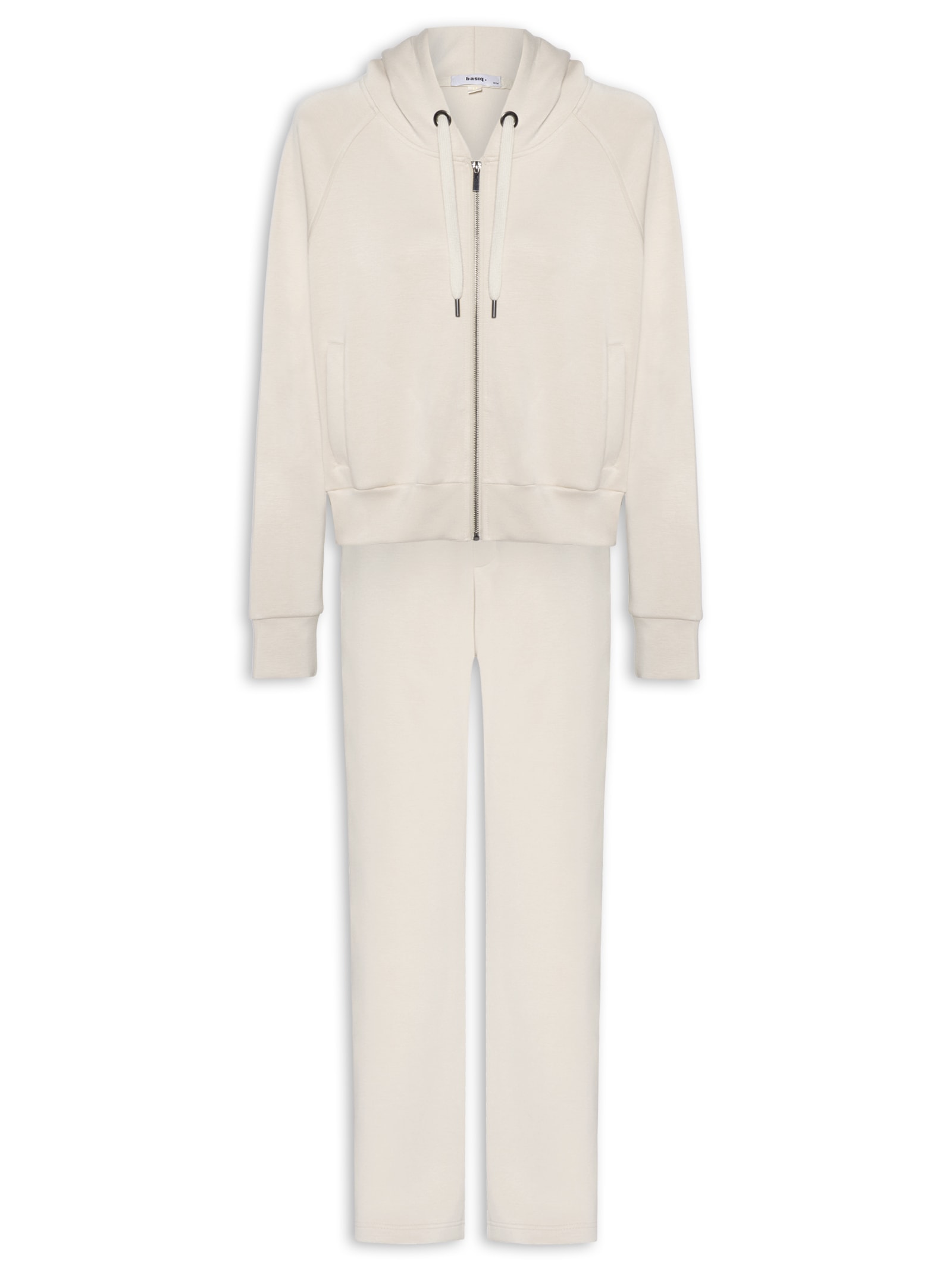 Conjunto Feminino Moletom Comfy Com Botões Bege Basiq