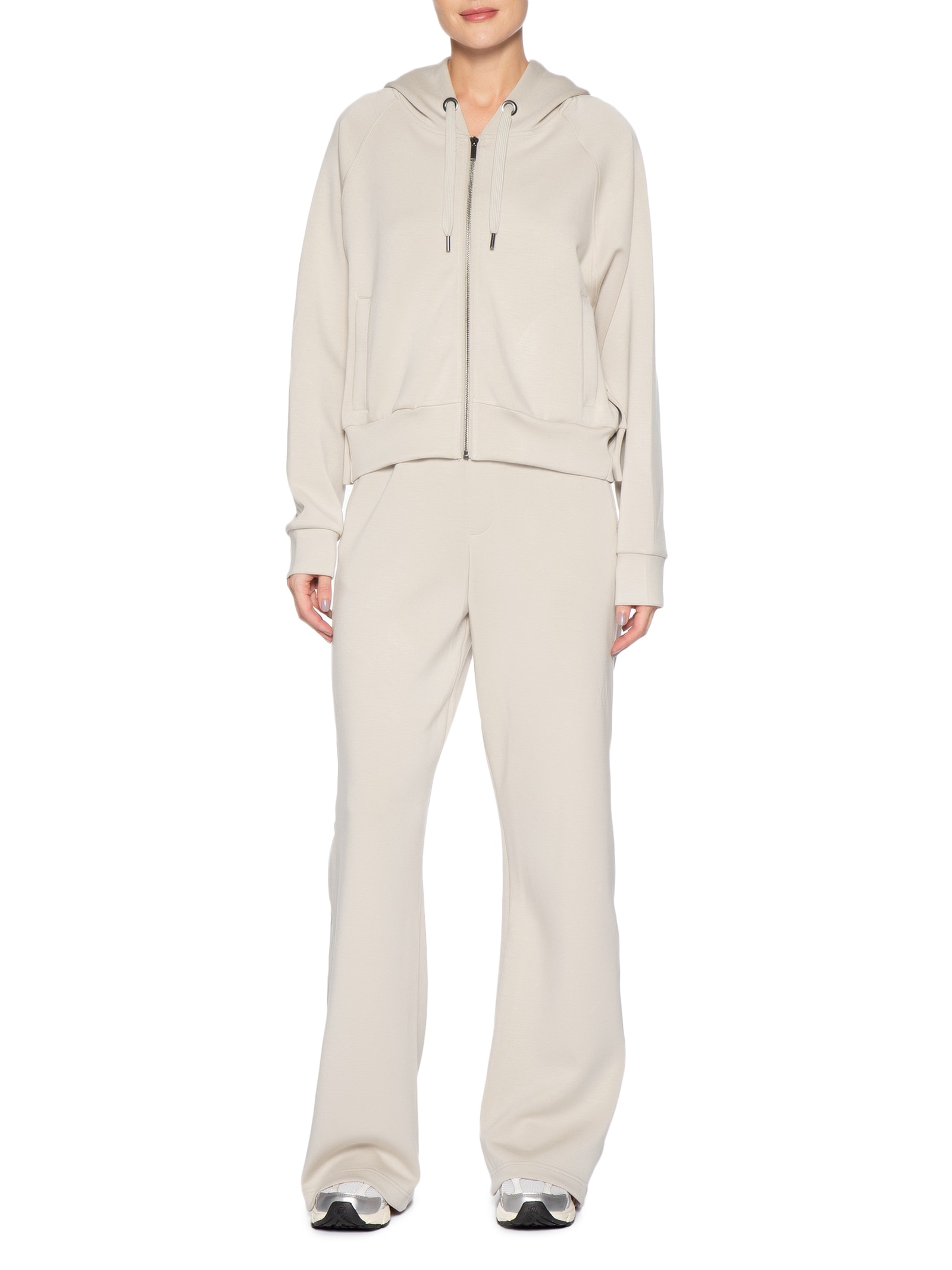 Conjunto Feminino Moletom Comfy Com Botões Bege Basiq