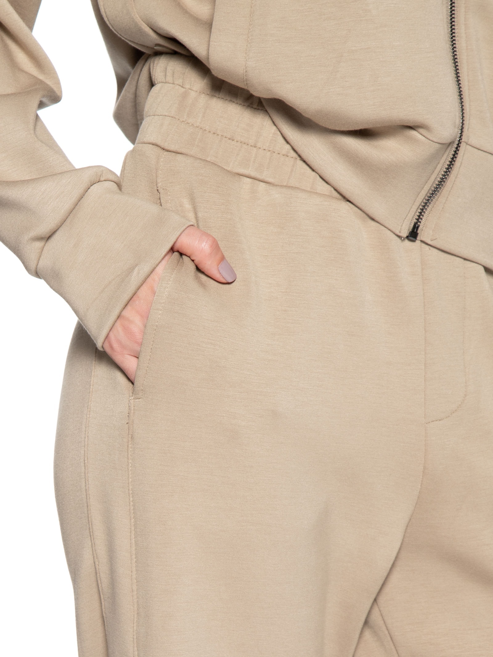 Conjunto Feminino Moletom Comfy Com Botões Bege Basiq