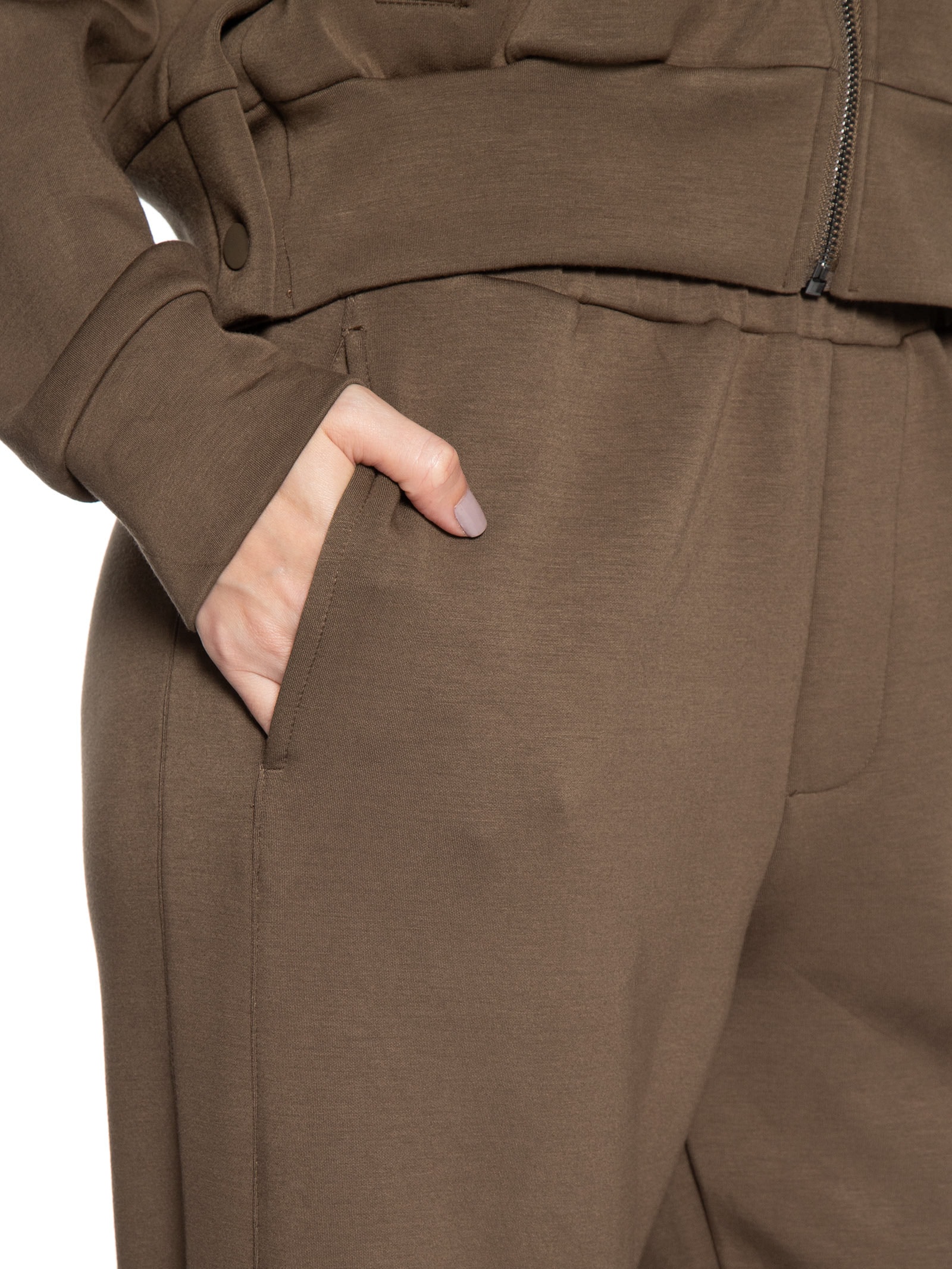 Conjunto Feminino Moletom Comfy Com Botões Marrom Basiq