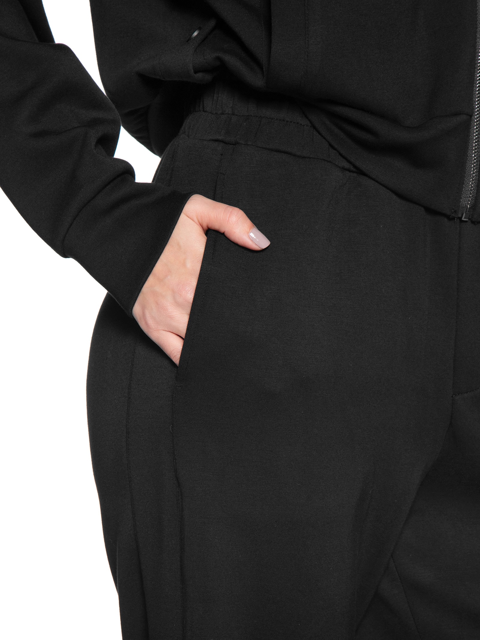 Conjunto Feminino Moletom Comfy Com Botões Preto Basiq