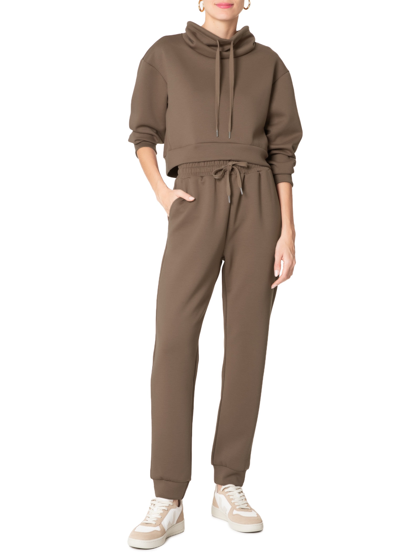 Conjunto Feminino Moletom Basiq Marrom - Main Image