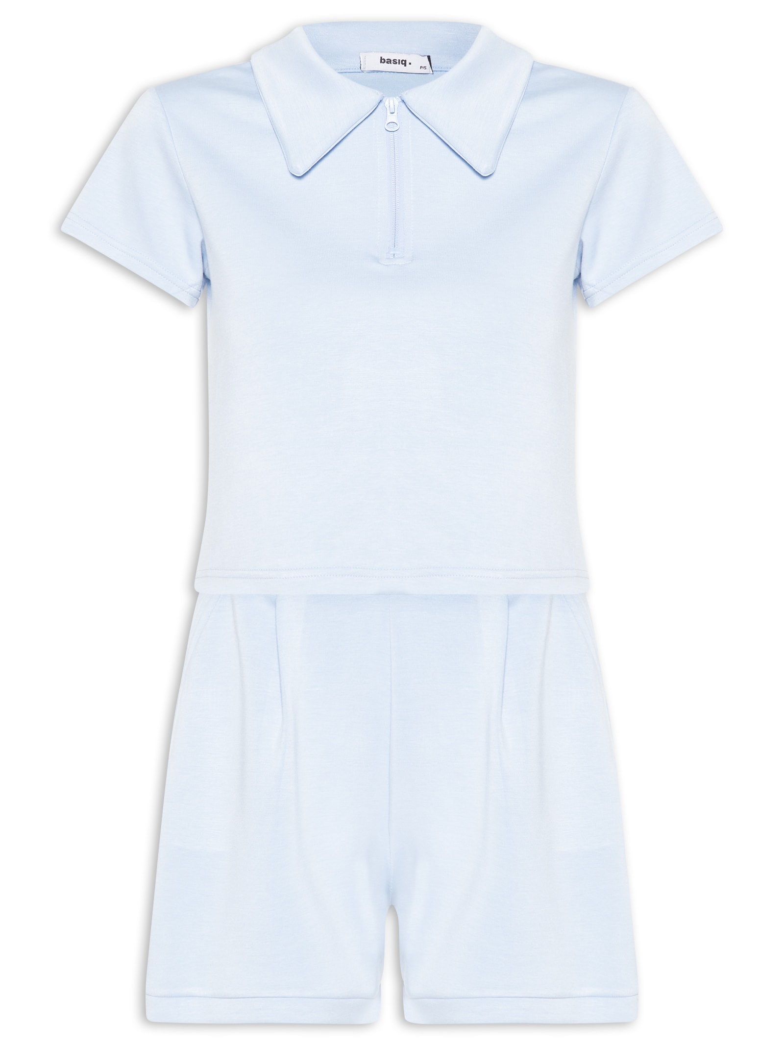 Conjunto Feminino Polo e Short Comfy Azul Basiq