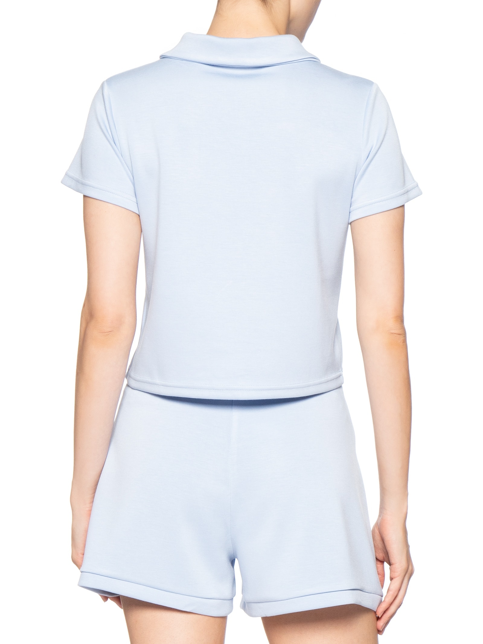 Conjunto Feminino Polo e Short Comfy Azul Basiq