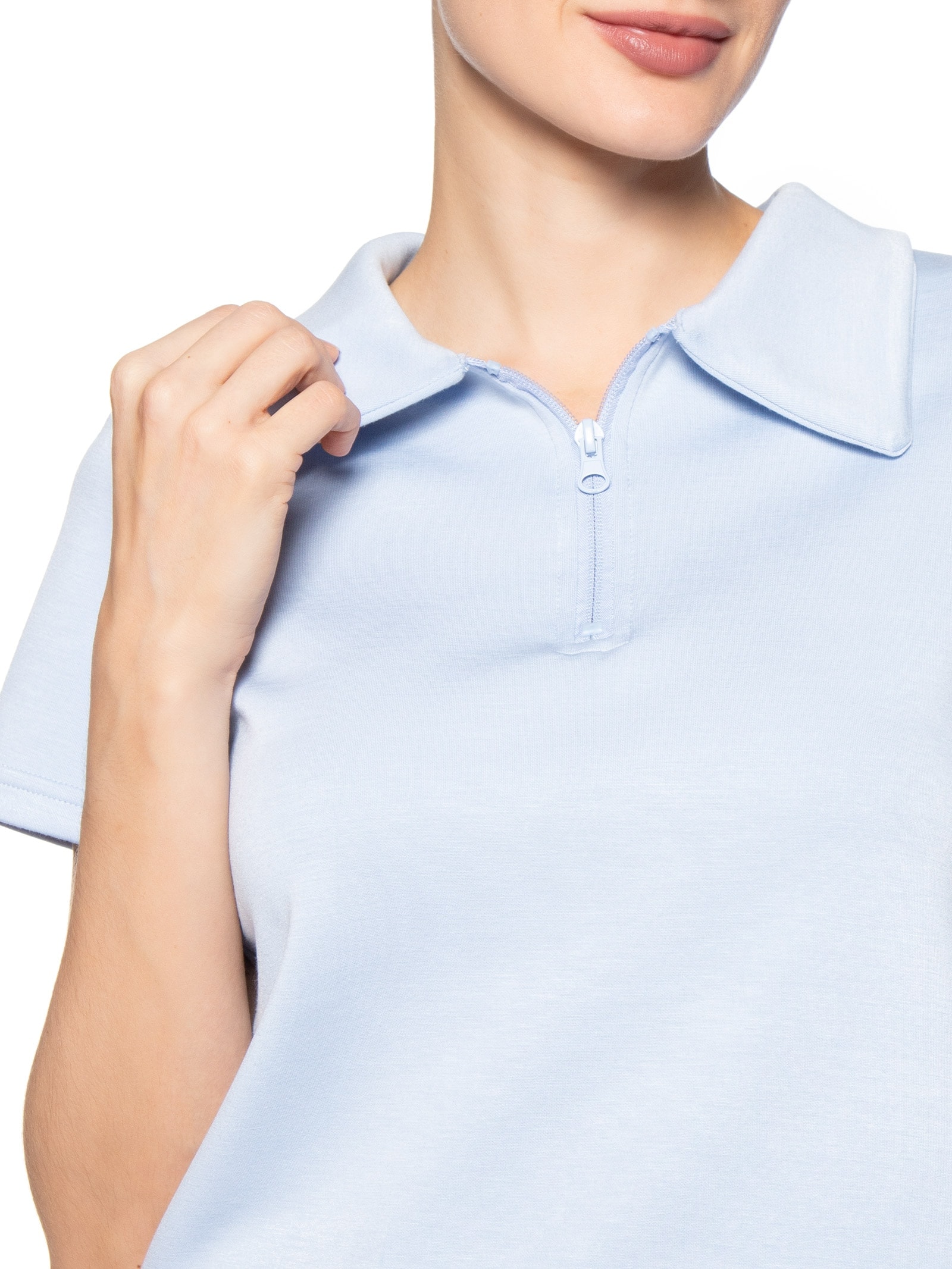 Conjunto Feminino Polo e Short Comfy Azul Basiq