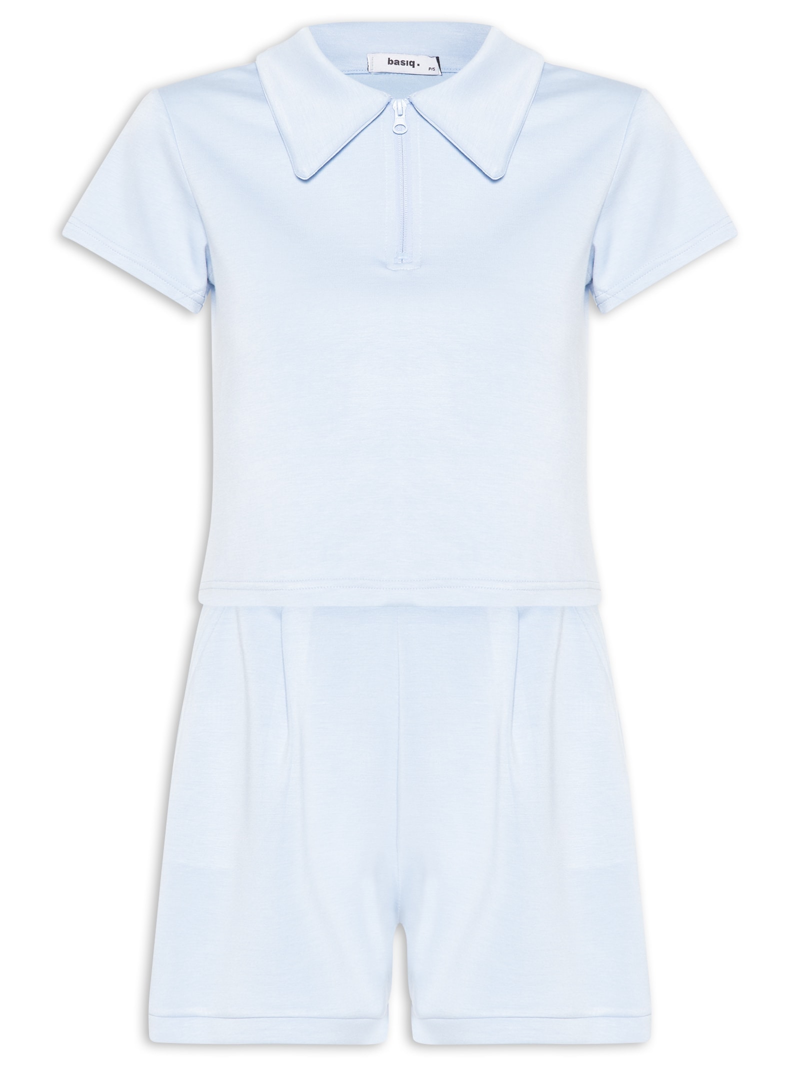 Conjunto Feminino Polo e Short Comfy Azul Basiq