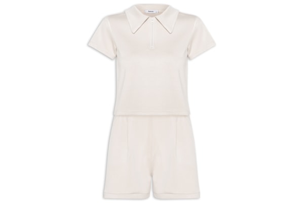 Conjunto Feminino Polo e Short Comfy - Bege