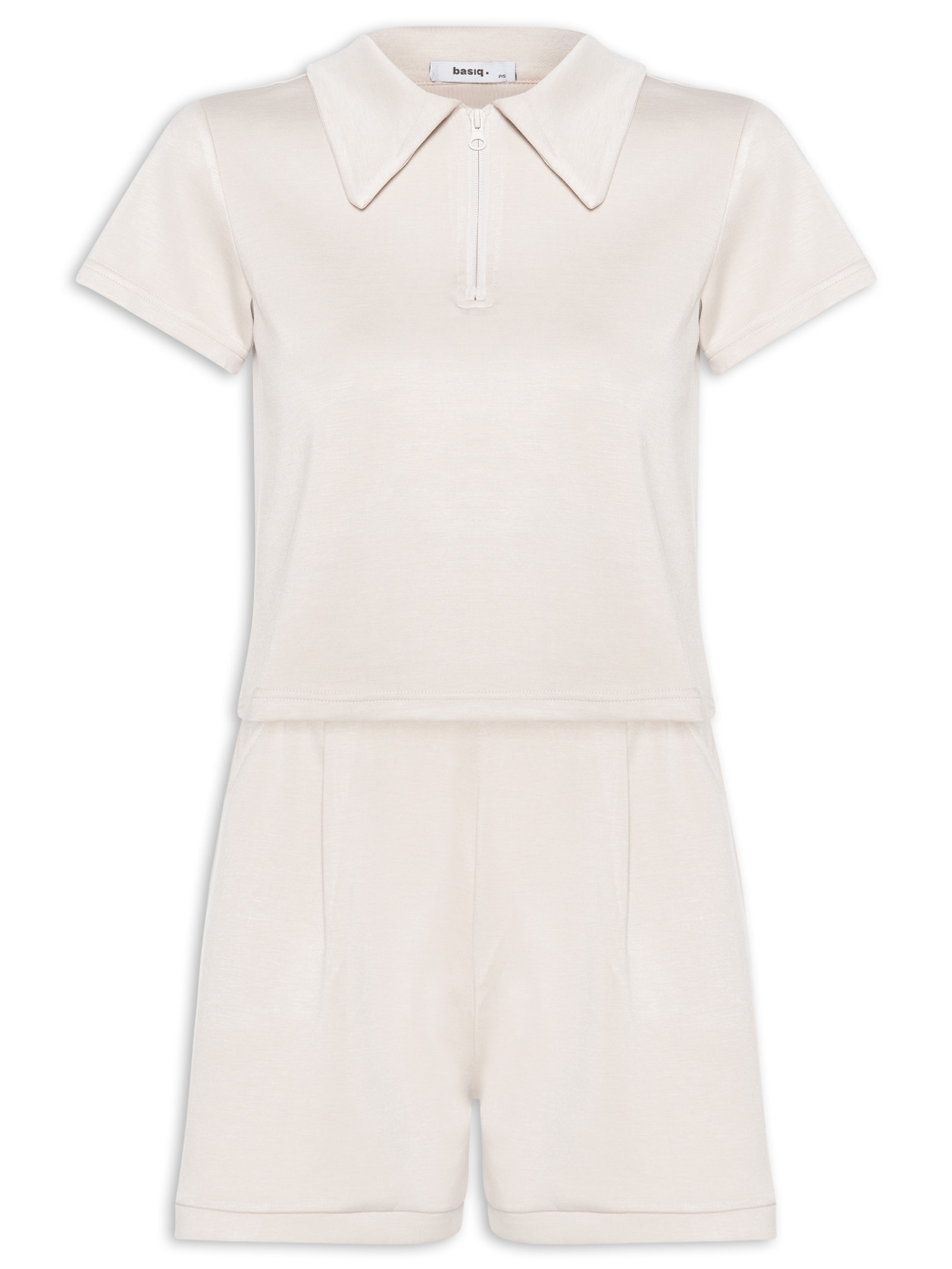 Conjunto Feminino Polo e Short Comfy Bege Basiq