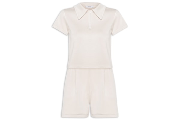 Conjunto Feminino Polo e Short Comfy - Bege