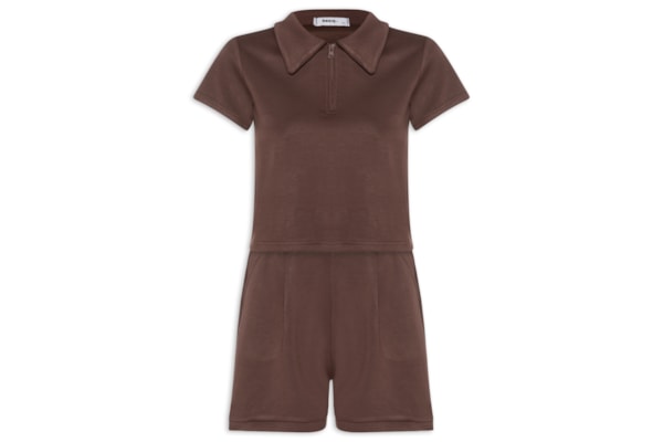 Conjunto Feminino Polo e Short Comfy - Marrom