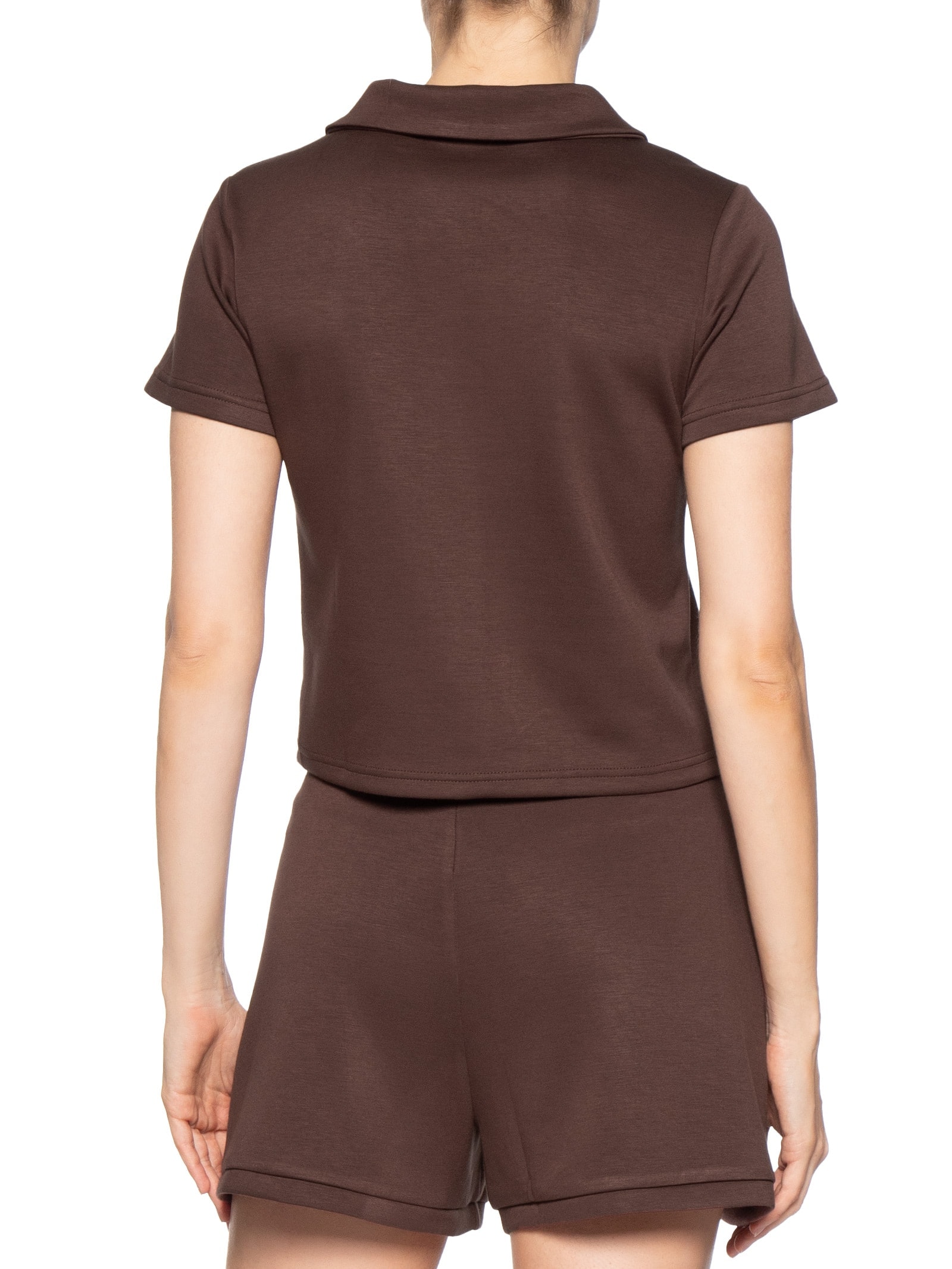 Conjunto Feminino Polo e Short Comfy Marrom Basiq