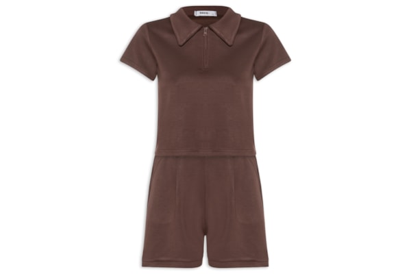 Conjunto Feminino Polo e Short Comfy - Marrom