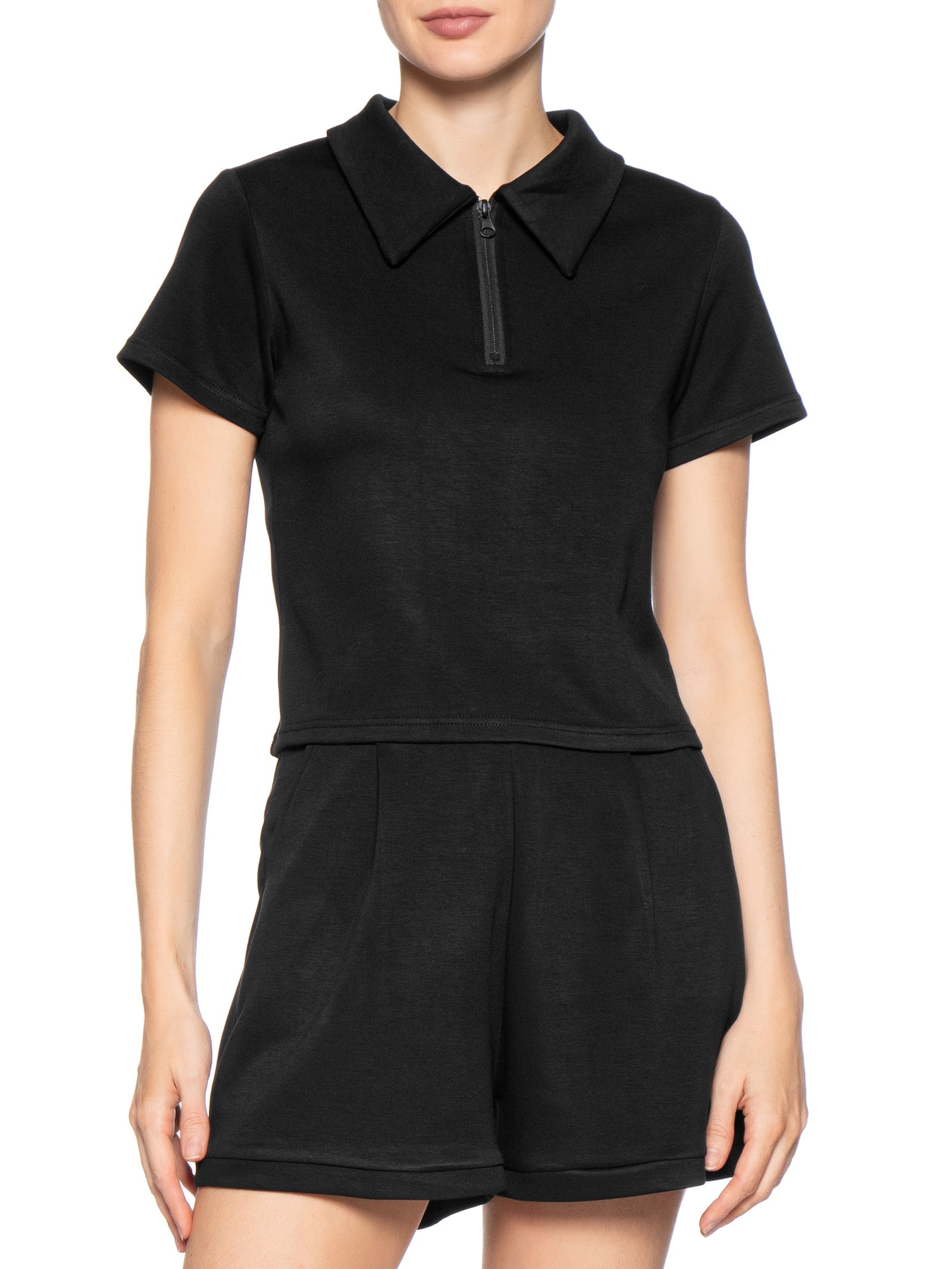 Conjunto Feminino Polo e Short Comfy Preto Basiq