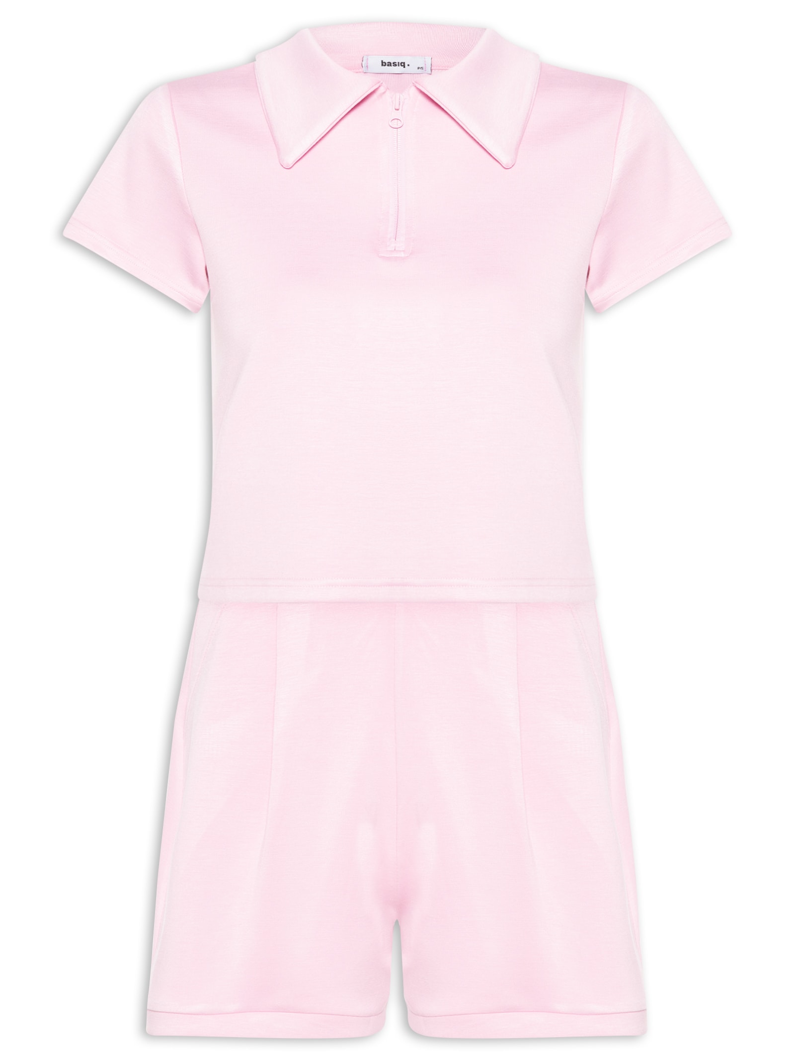 Conjunto Feminino Polo e Short Comfy Rosa Basiq