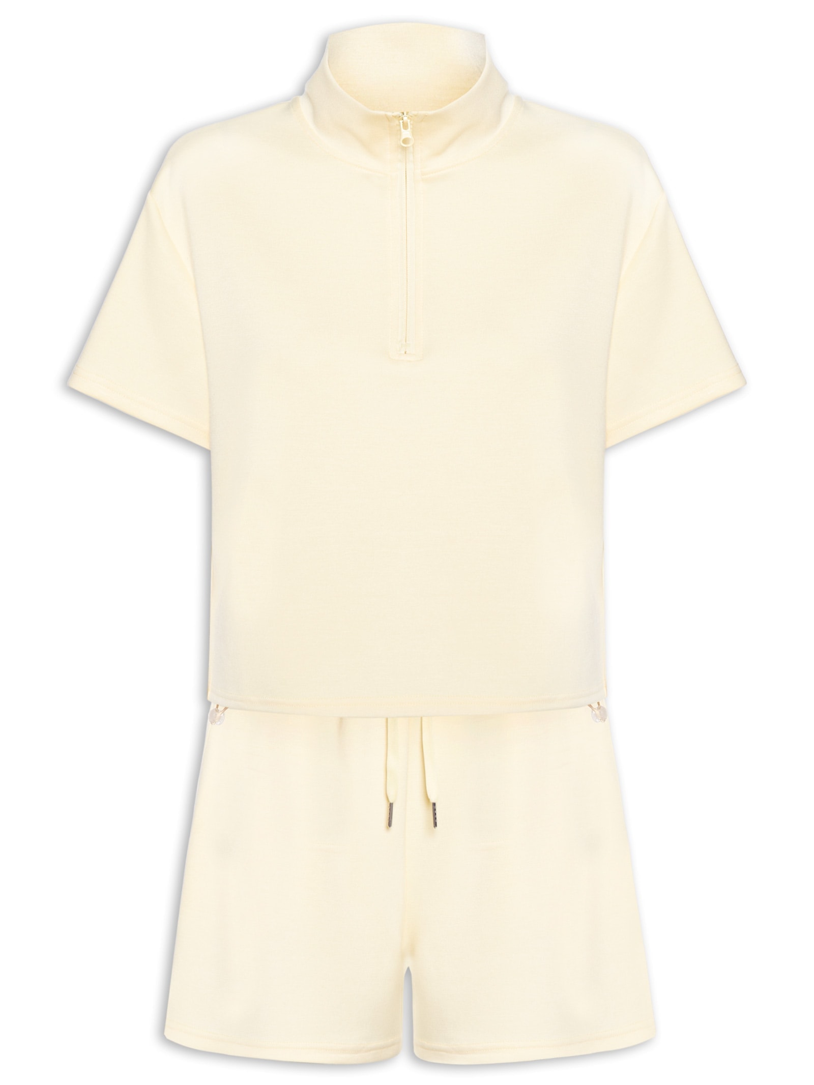 Conjunto Feminino Polo E Shorts Amarelo Basiq