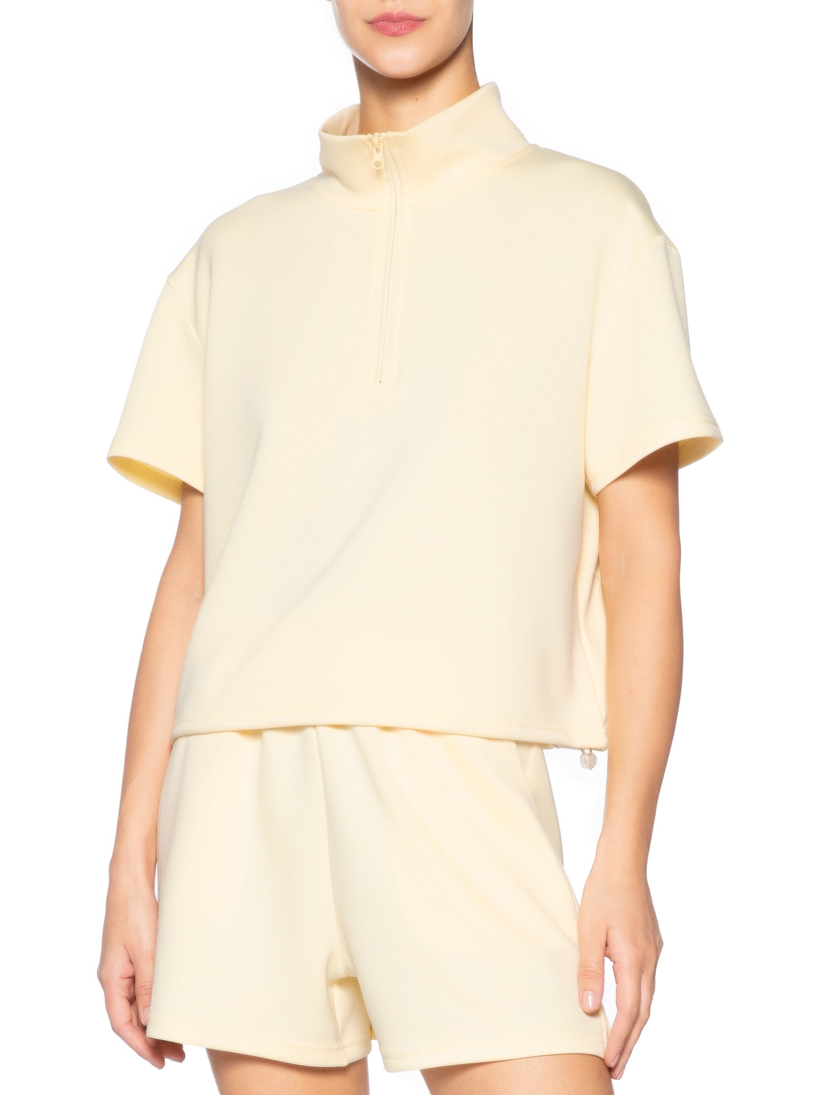 Conjunto Feminino Polo E Shorts Amarelo Basiq