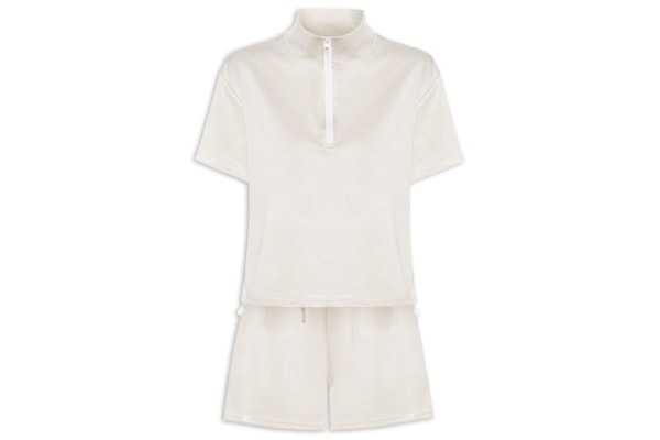 Conjunto Feminino Polo E Shorts - Bege