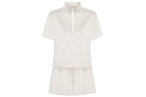 Conjunto Feminino Polo E Shorts - Bege
