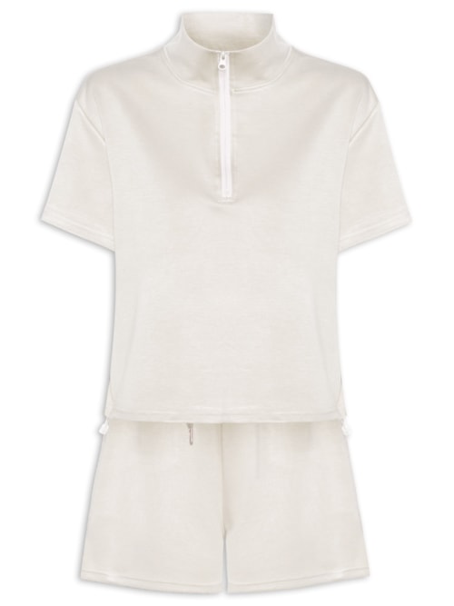 Conjunto Feminino Polo E Shorts - Bege