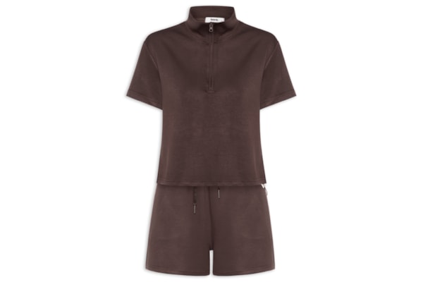 Conjunto Feminino Polo E Shorts - Marrom
