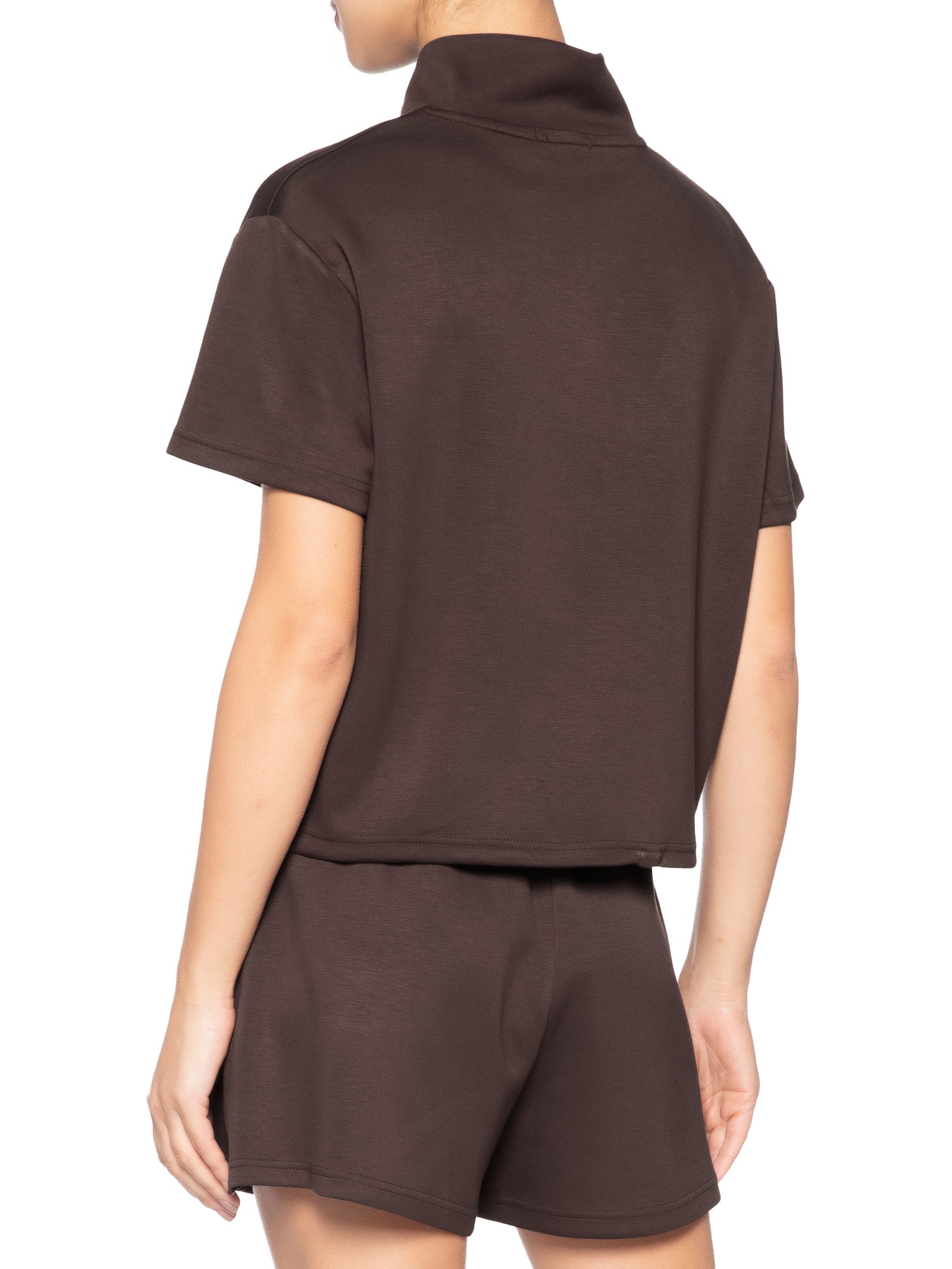 Conjunto Feminino Polo E Shorts Marrom Basiq