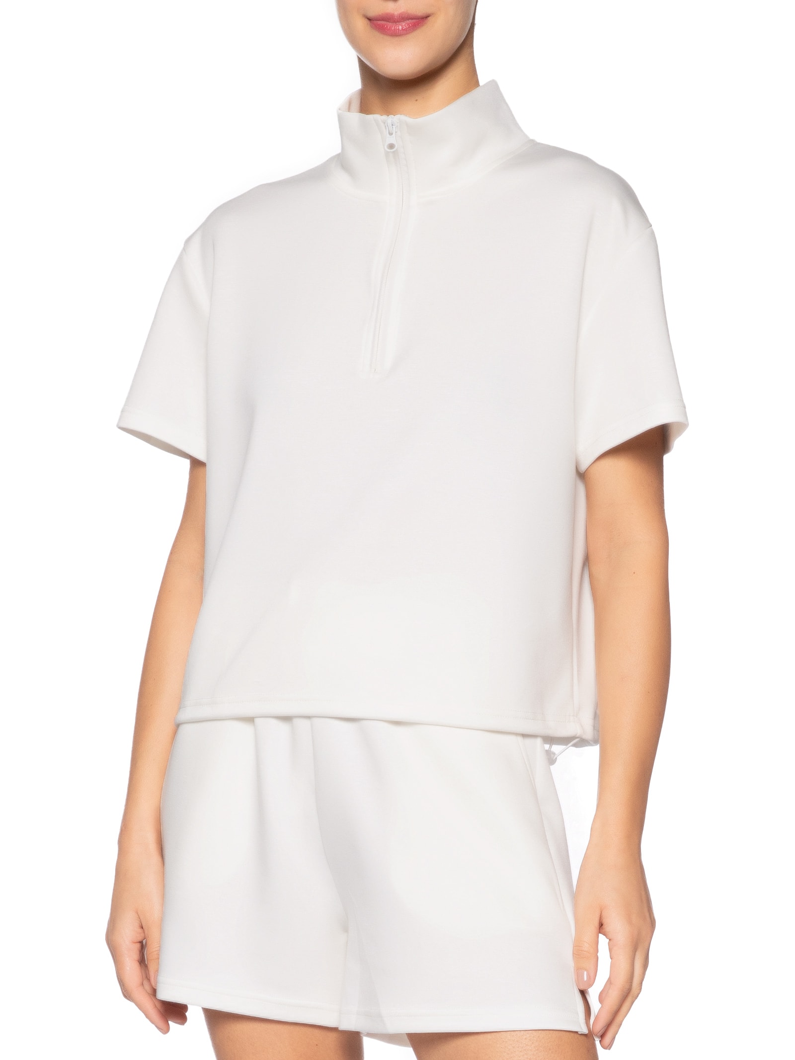 Conjunto Feminino Polo E Shorts Off White Basiq