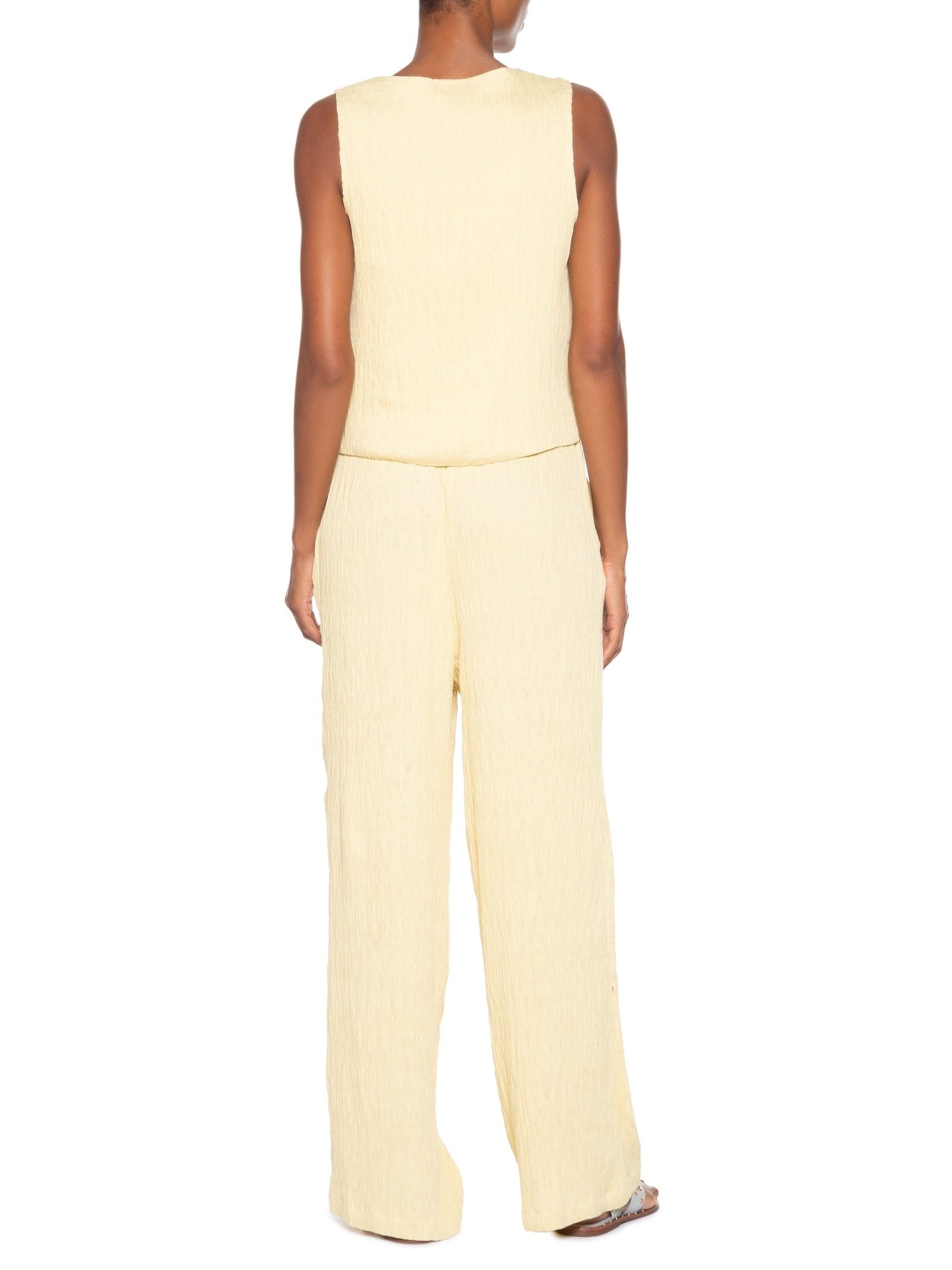 Conjunto Feminino Regata Amarração Calça Reta Amarelo Basiq