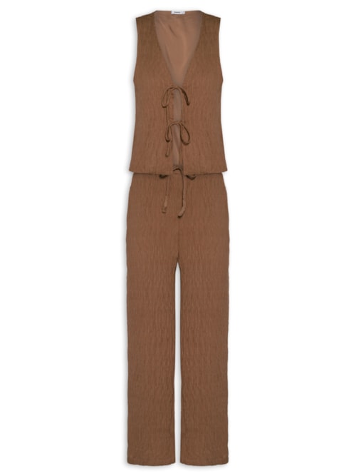 Conjunto Feminino Regata Amarração Calça Reta – Marrom