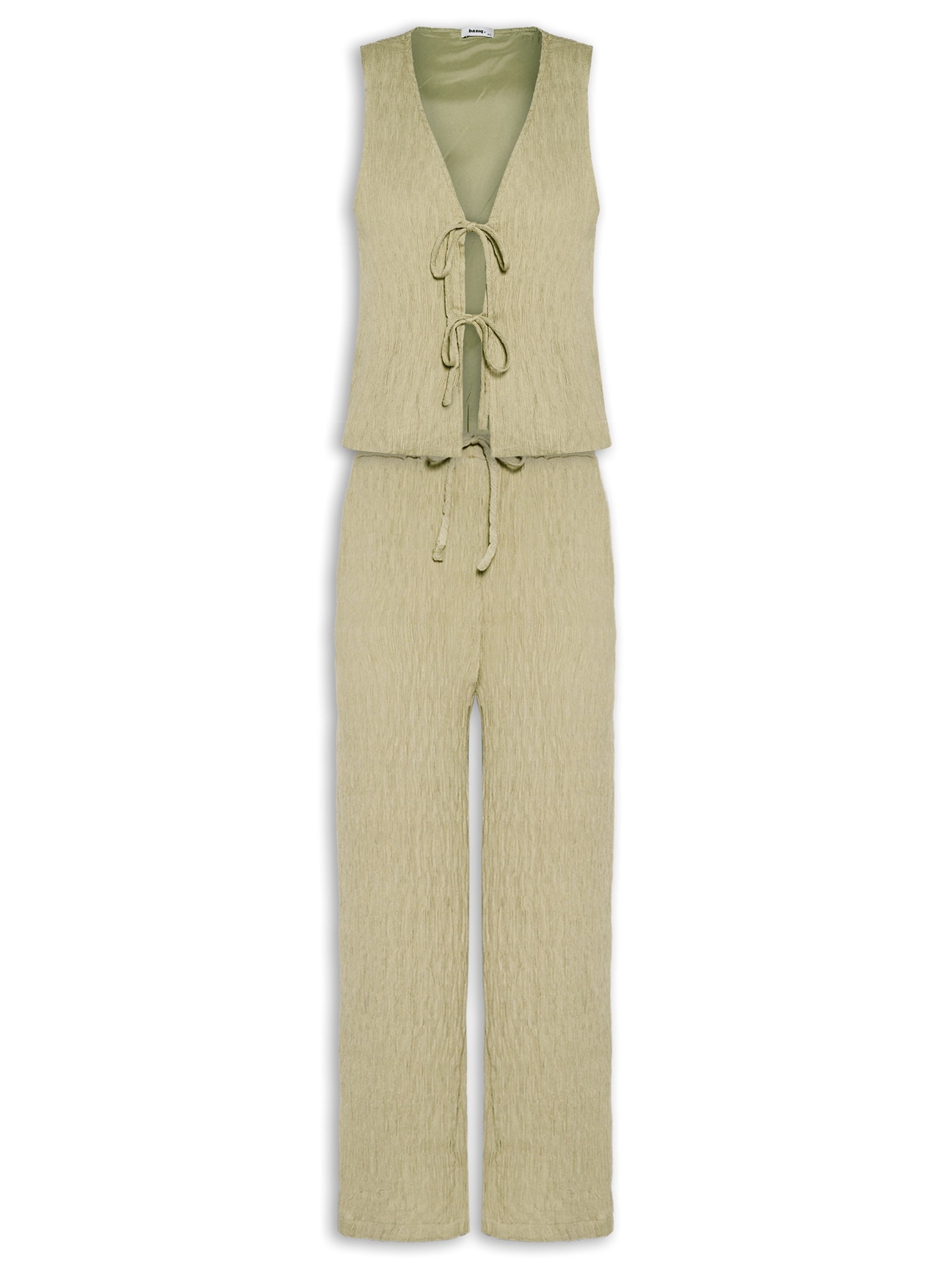 Conjunto Feminino Regata Amarração Calça Reta Verde Basiq