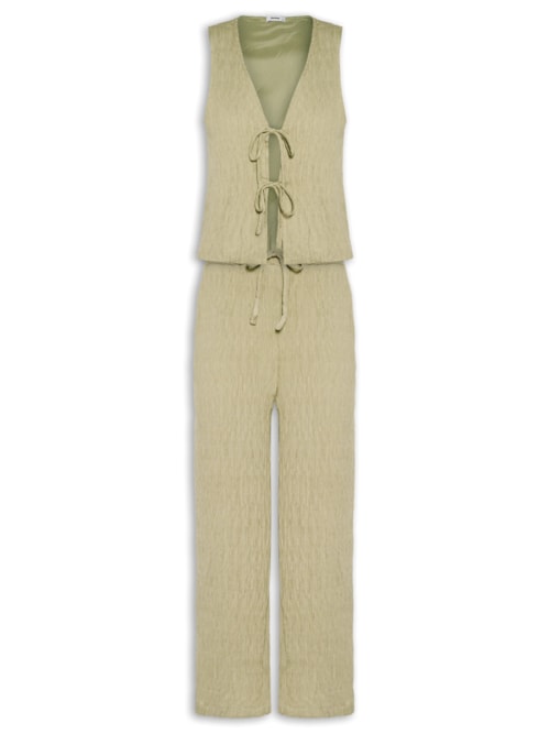 Conjunto Feminino Regata Amarração Calça Reta – Verde