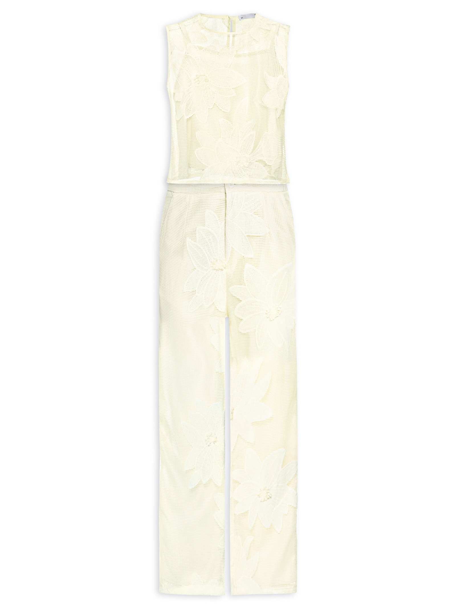 Conjunto Feminino Regata e Calça Pantalona Em Tela Amarelo '2Essential