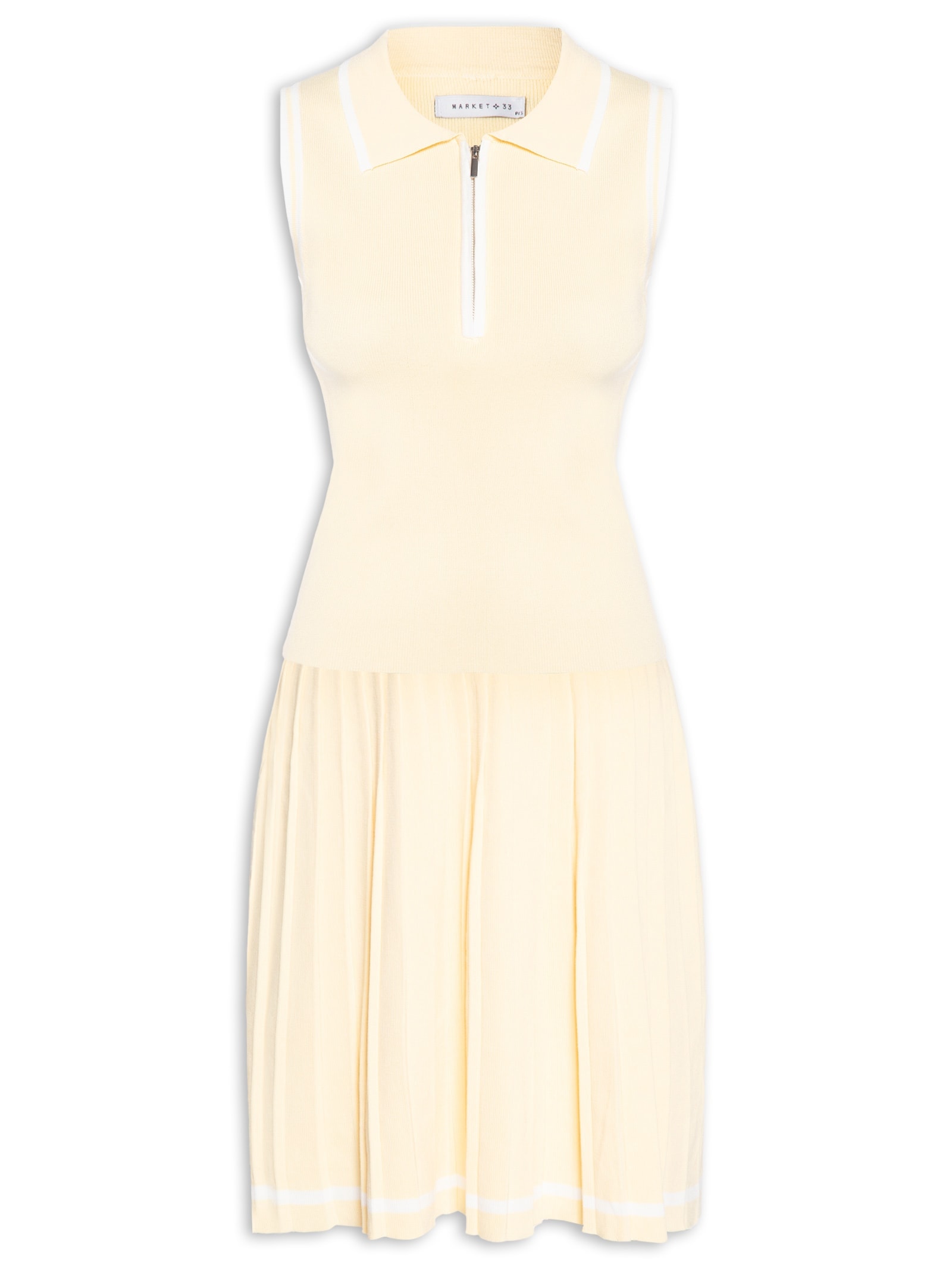 Conjunto Feminino Regata Polo E Saia Plissada Amarelo Market 33