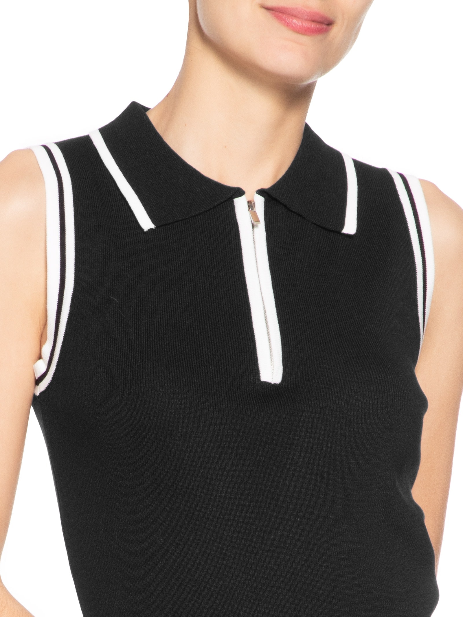 Conjunto Feminino Regata Polo E Saia Plissada Preto Market 33