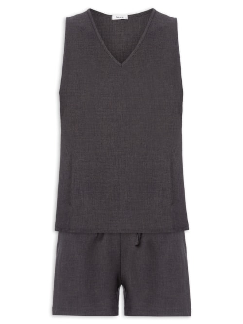 Conjunto Feminino Texturizado Blusa Com Short – Cinza