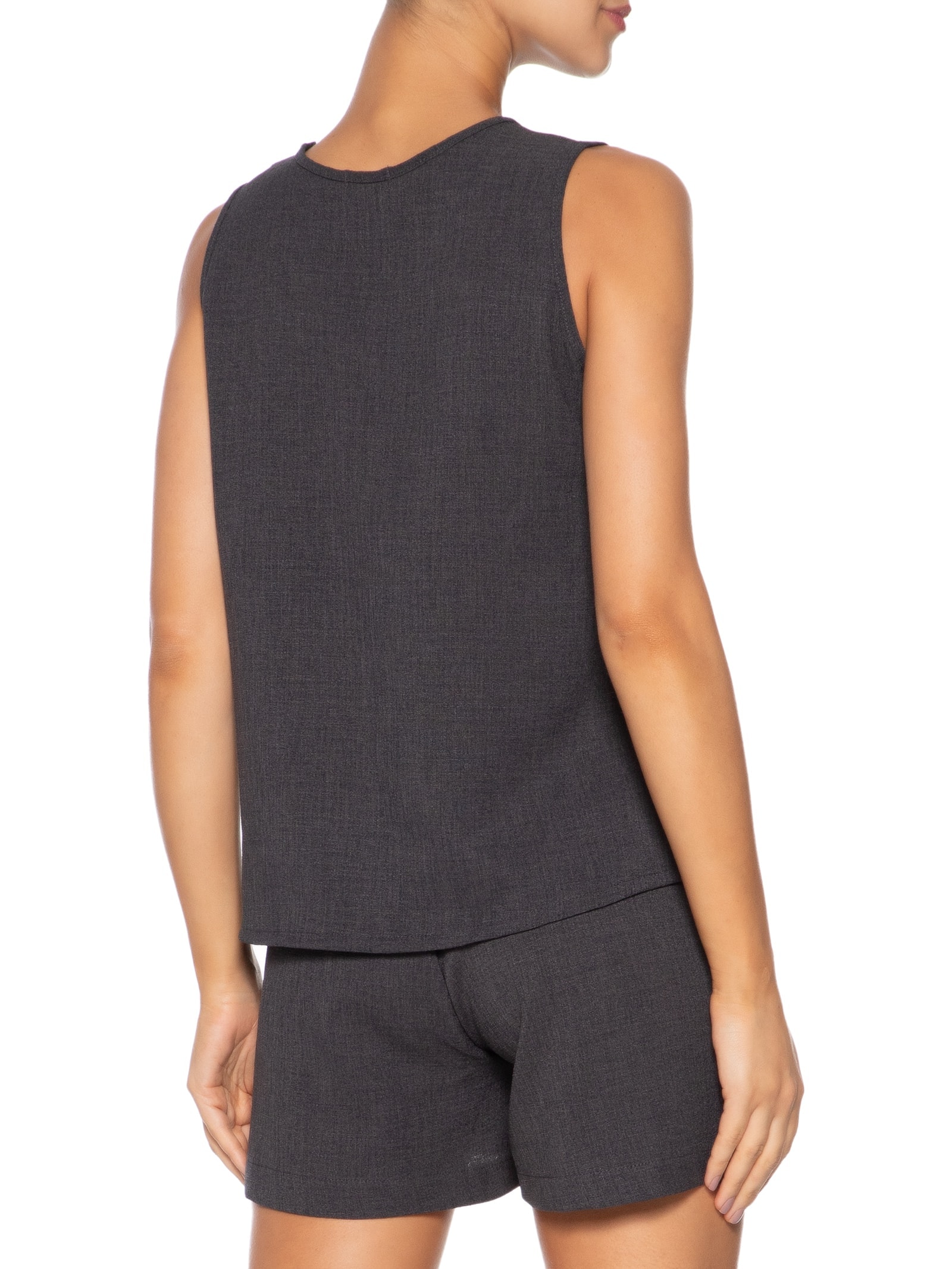 Conjunto Feminino Texturizado Blusa Com Short Cinza Basiq