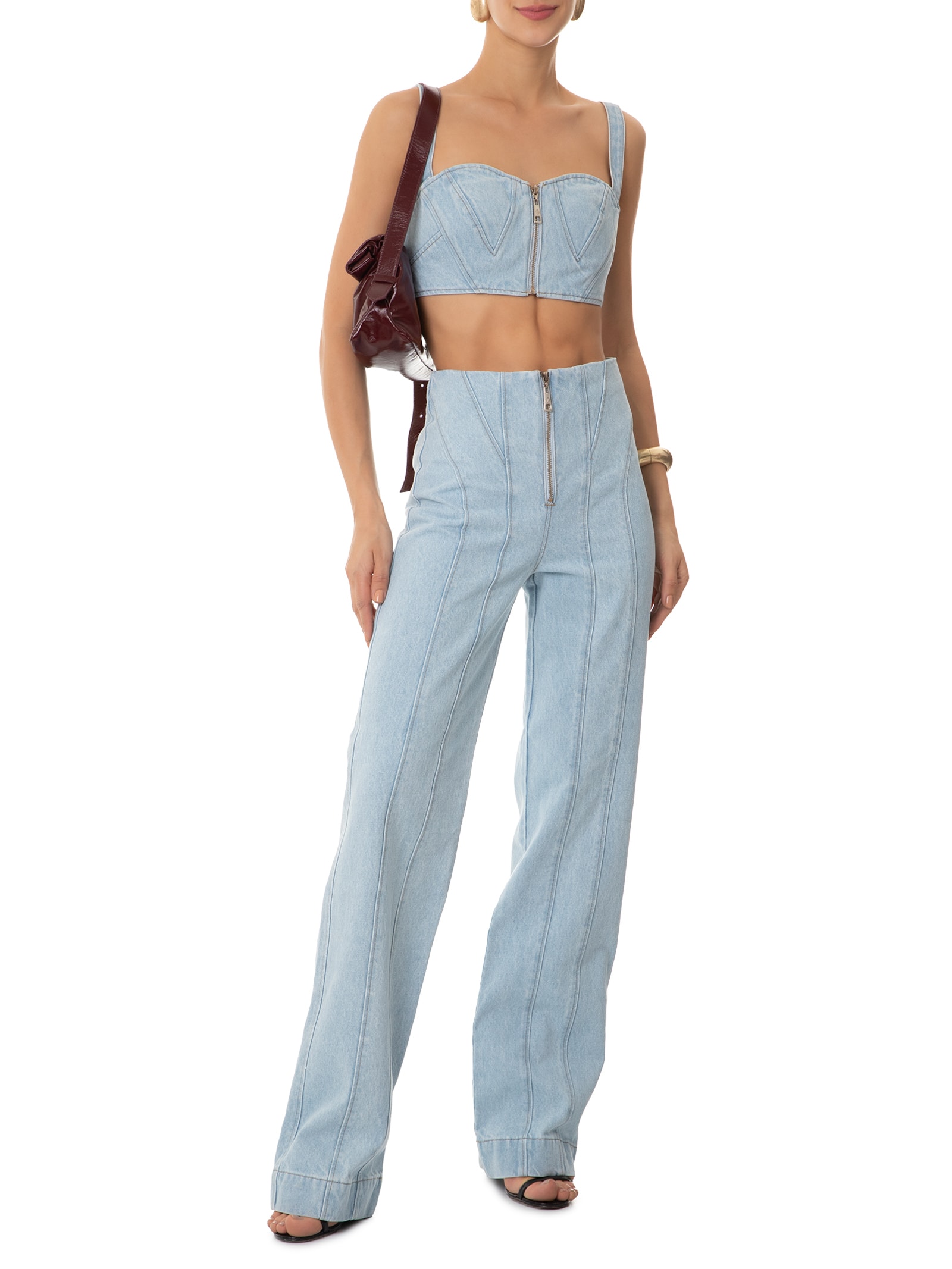 Forum Tufi Duek - Conjunto Feminino Top/Calça Jeans - Azul