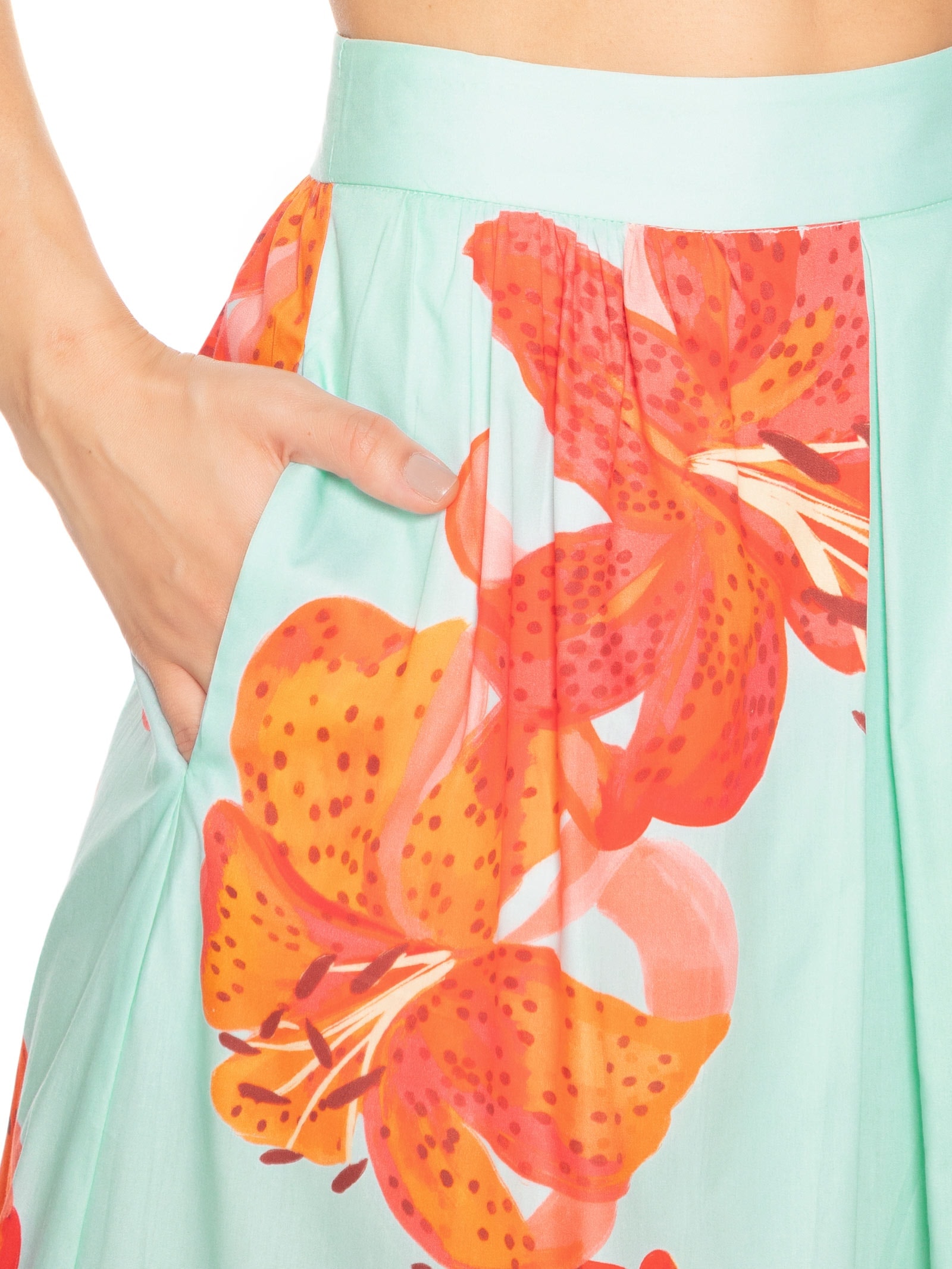 Conjunto Feminino Tricoline Estampa Lírios Azul Dress To